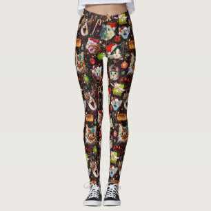 Legging Os gatos do Natal na galáxia do espaço Stars o