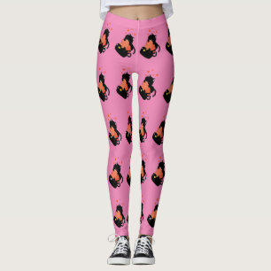 Legging Os gatos pretos brincam de coração