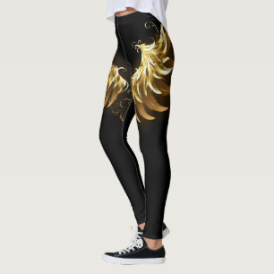 Legging Ouro Angel Wings sobre fundo preto