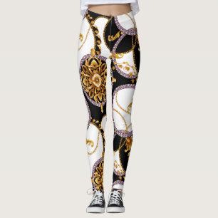 Legging Ouro barroco e estilo italiano branco