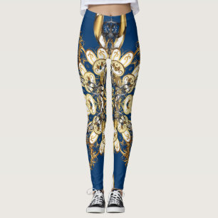 Legging Ouro Curls, Padrão de Vintage Oriental.