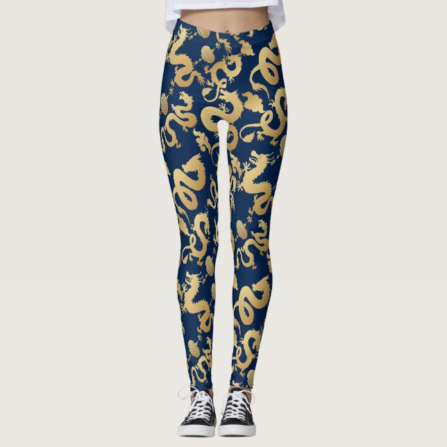 Legging Ouro Dragon Padrão D Azul BG (Frente)