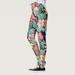 Legging Ouro Floral Cor-de-Rosa Bonita Traça Design