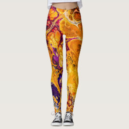 Legging Ouro Laranja e Arte Fractal Roxa