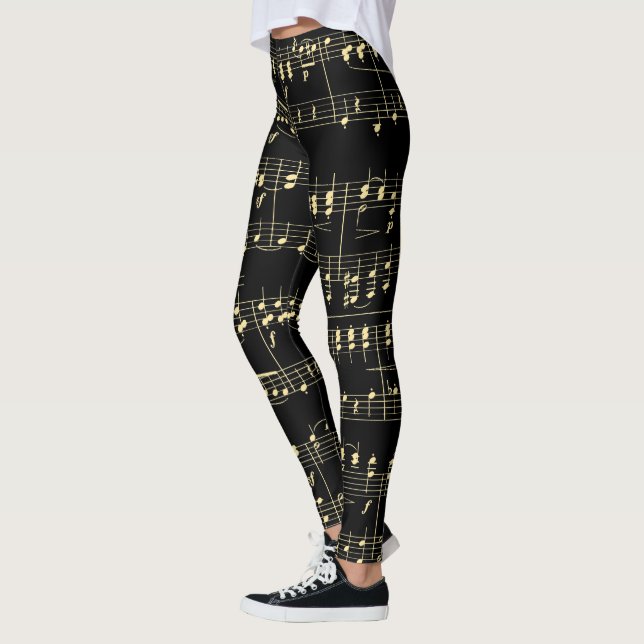 Legging Ouro musical em preto (Esquerda)