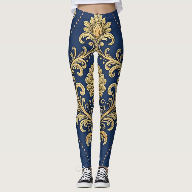 Legging Ouro Ornamentado Barroco Clássico (Frente)