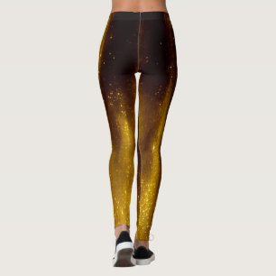 Legging Ouro pintado falso e brilho no preto