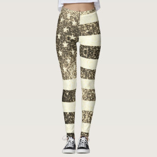 Legging Ouro russo Sepia lança bandeira dos EUA bamba 4 de