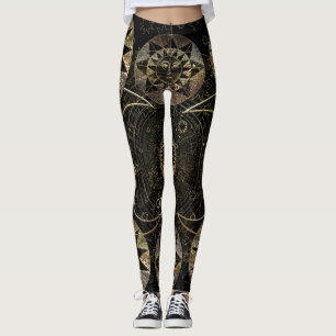 Legging Ouro Sun Moon Stars Astronomia Celestial