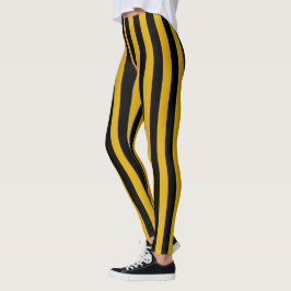 Legging Ouro vertical e listras pretas