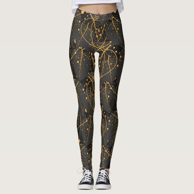 Legging Ouros folhas de patins (Frente)