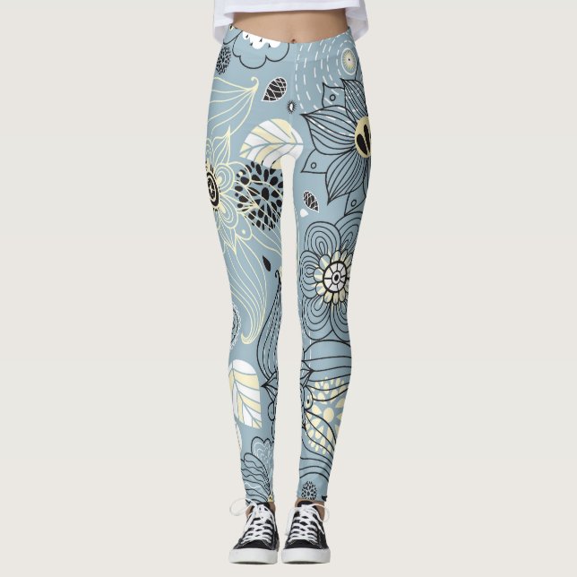 Legging outono Floral: Design de sazonal Elegante (Frente)