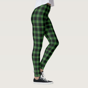 Legging Outono verde da queda do teste padrão da xadrez d