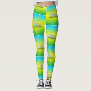 Legging Ovo de Páscoa Colorido Bonito, padrão de queda d
