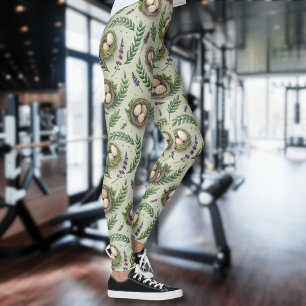 Legging Ovos de Páscoa Verde Simples em um Ninho de Lavand