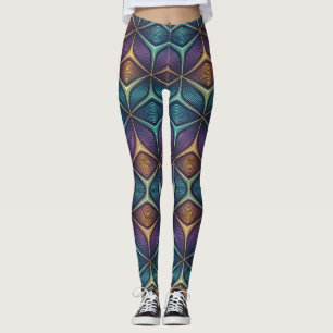 Legging Padrão 3D de Morfologia Holográfica Sem Costura