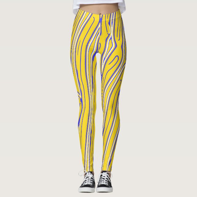 Legging Padrão abstrato amarelo "Ratti_Creative_Arts"  (Frente)