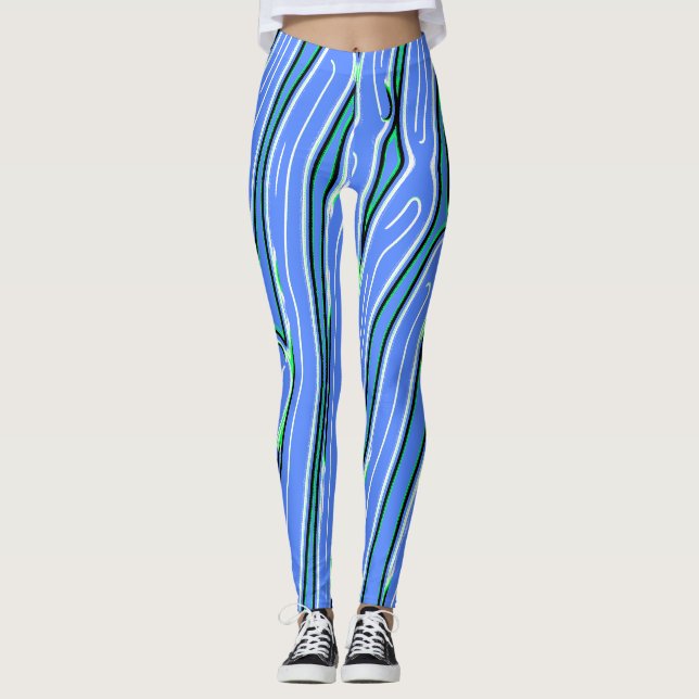 Legging Padrão abstrato azul-claro "Ratti_Creative_Arts" (Frente)