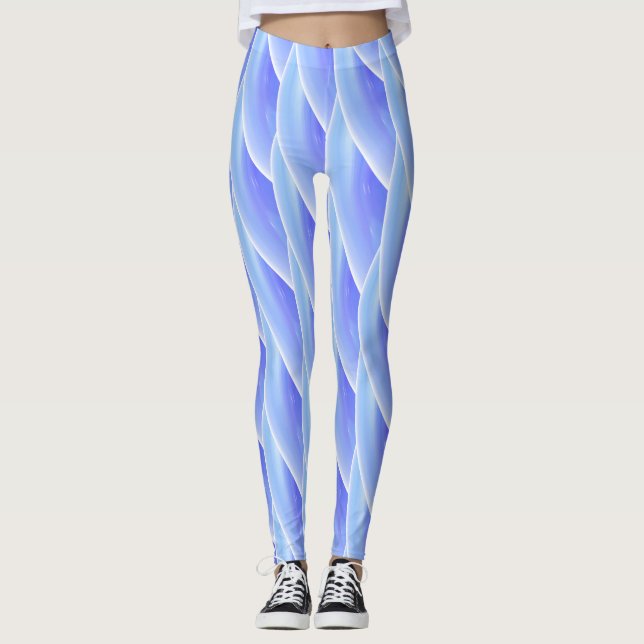Legging Padrão abstrato azul de onda curva nº 4 (Frente)