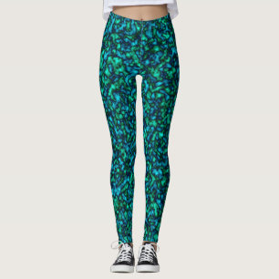 Legging Padrão Abstrato azul e verde