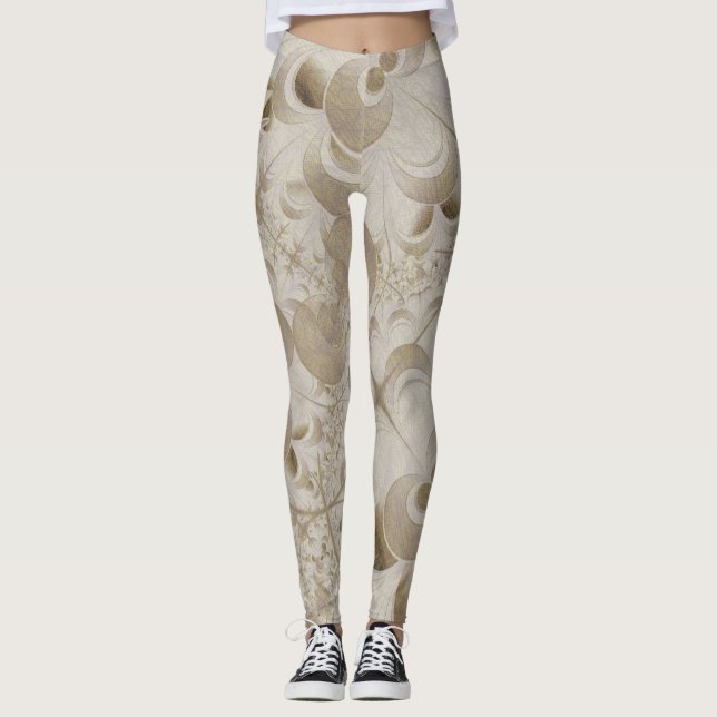 Legging padrão abstrato beige (Frente)