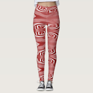Legging Padrão abstrato branco grená "Ratti_Creative_Arts"