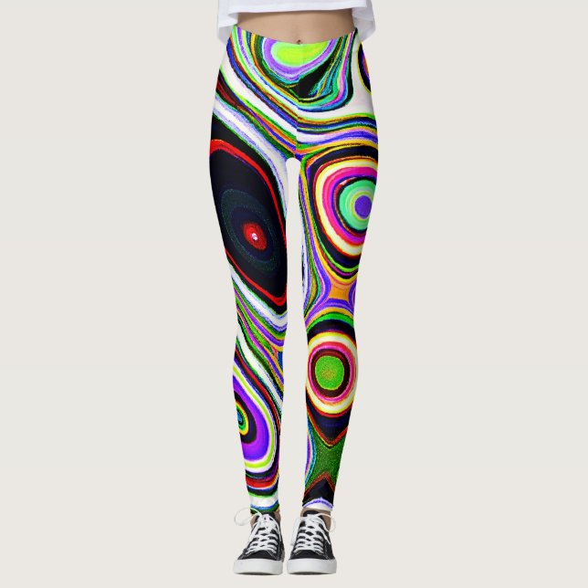Legging Padrão Abstrato Colorido e Vibrante (Frente)