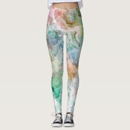 Legging Padrão Abstrato de Aquarela do Oceano Grunge