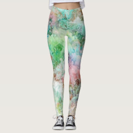 Legging Padrão Abstrato de Aquarela Grunge Oceano