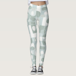 Legging Padrão Abstrato de Equilíbrio de Sage Cinza Suave