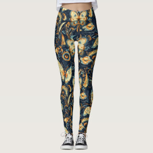 Legging Padrão Abstrato de Flores e Borboletas