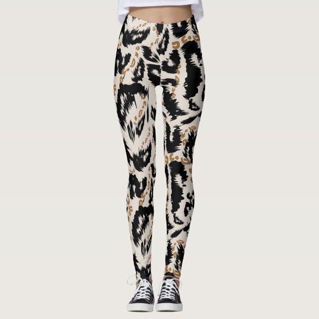 Legging Padrão Abstrato de Leopardo Africano Boêmio (Frente)