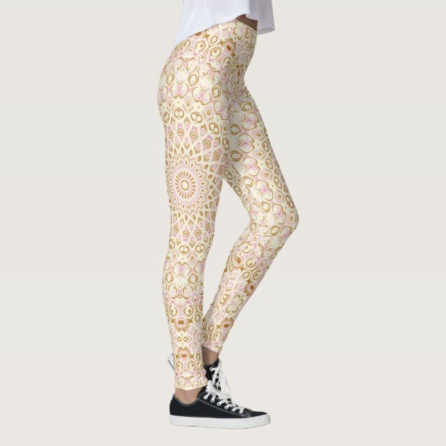 Legging Padrão Abstrato de Mandala Rosa Dourado (Direita)