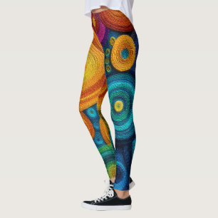 Legging Padrão Abstrato Espiral Colorido Redemoinho Geomét