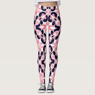 Legging Padrão Abstrato Floral Colorido