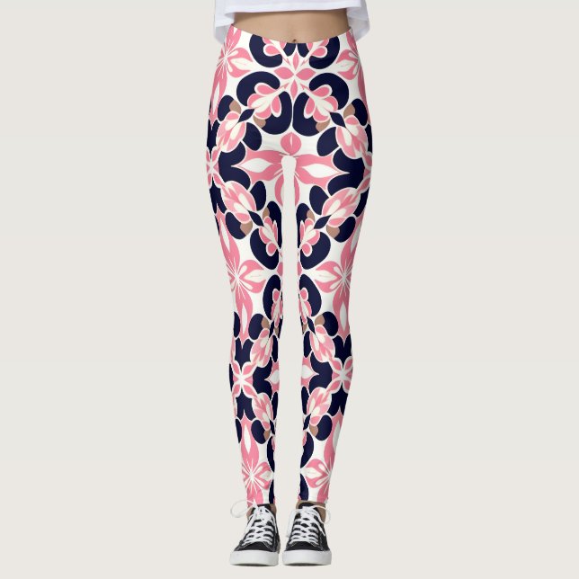 Legging Padrão Abstrato Floral Colorido (Frente)