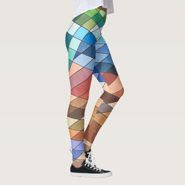 Legging Padrão Abstrato Geométrico Pintado à Mão (Direita)