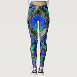Legging Padrão Abstrato Geométrico Prisma de Neon