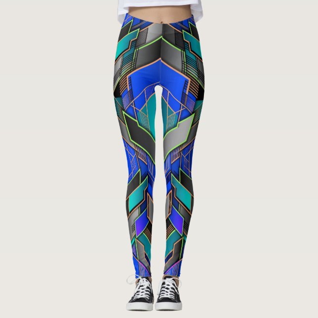 Legging Padrão Abstrato Geométrico Prisma Neon (Frente)