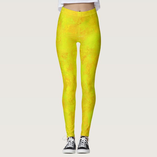 Legging Padrão Abstrato Laranja Amarelo Verde (Frente)
