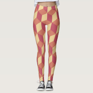 Legging Padrão abstrato Orange Red Cube