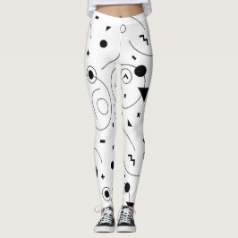 Legging Padrão Abstrato preto e branco