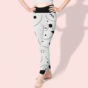 Legging Padrão Abstrato preto e branco