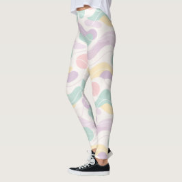 Legging Padrão Abstrato Seamless Pastel Ondas e Círculos