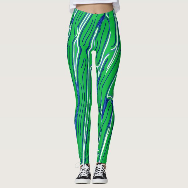 Legging Padrão abstrato verde fofo "Ratti_Creative_Arts"   (Frente)
