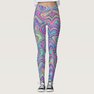 Legging Padrão Abstrato Vibrante de Mármore Psicodélico