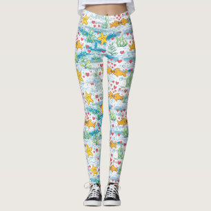 Legging Padrão Adorável de Amor no Oceano   Peixes Fofos &