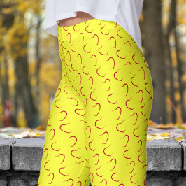 Legging Padrão Adorável de Coração Amarelo