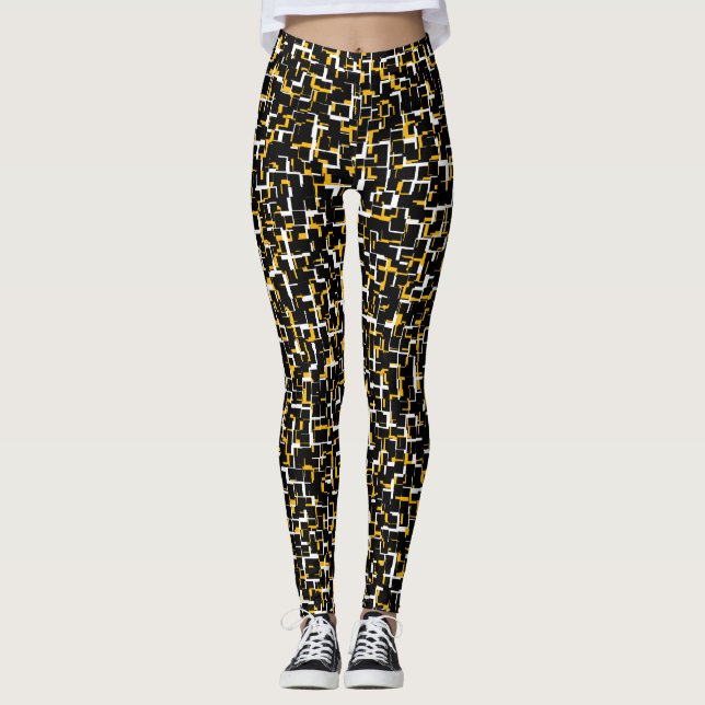 Legging Padrão Amarelo Preto da Camo Digital (Frente)