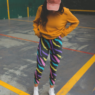 Legging Padrão Animal Selvagem de Zebra Colorida